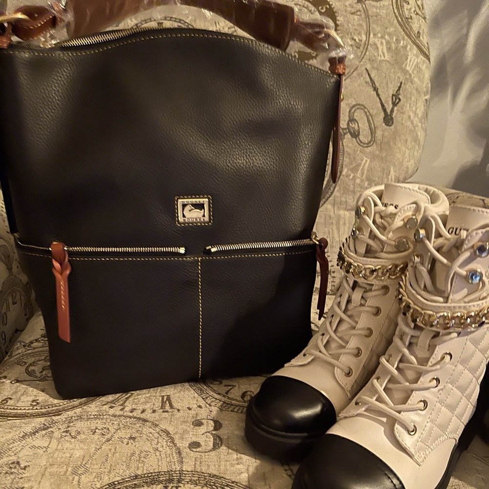 Brand new Dooney and Burke soft , Two tone,leather large hobo bag with dust bag.